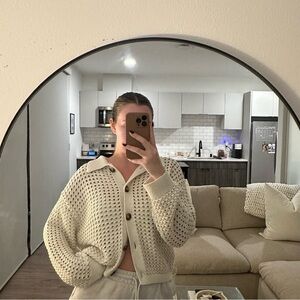 H&M Cream Button-Up Cardigan